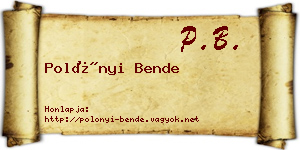 Polónyi Bende névjegykártya